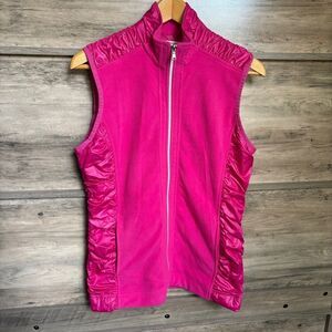 Cutter & Buck M Fuchsia Magenta Zip-Up Vest Girly Feminine Mountain Chic Preppy